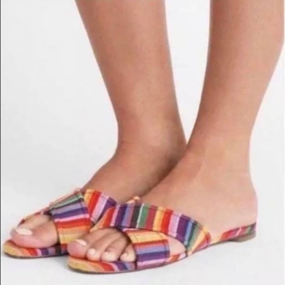J. Crew Multicolor Striped Slide Sandals